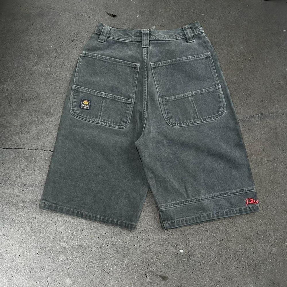 Y2K women's Route 66 baggy long skater denim jean shorts jorts Size 26"